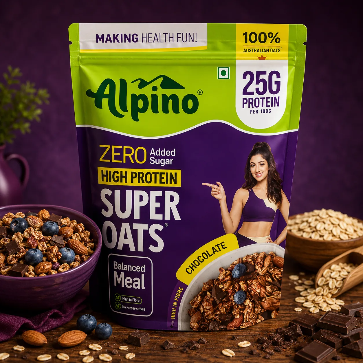 Alpino High Protein Super Australian Oats – Chocolate 1KG - 25g Protein