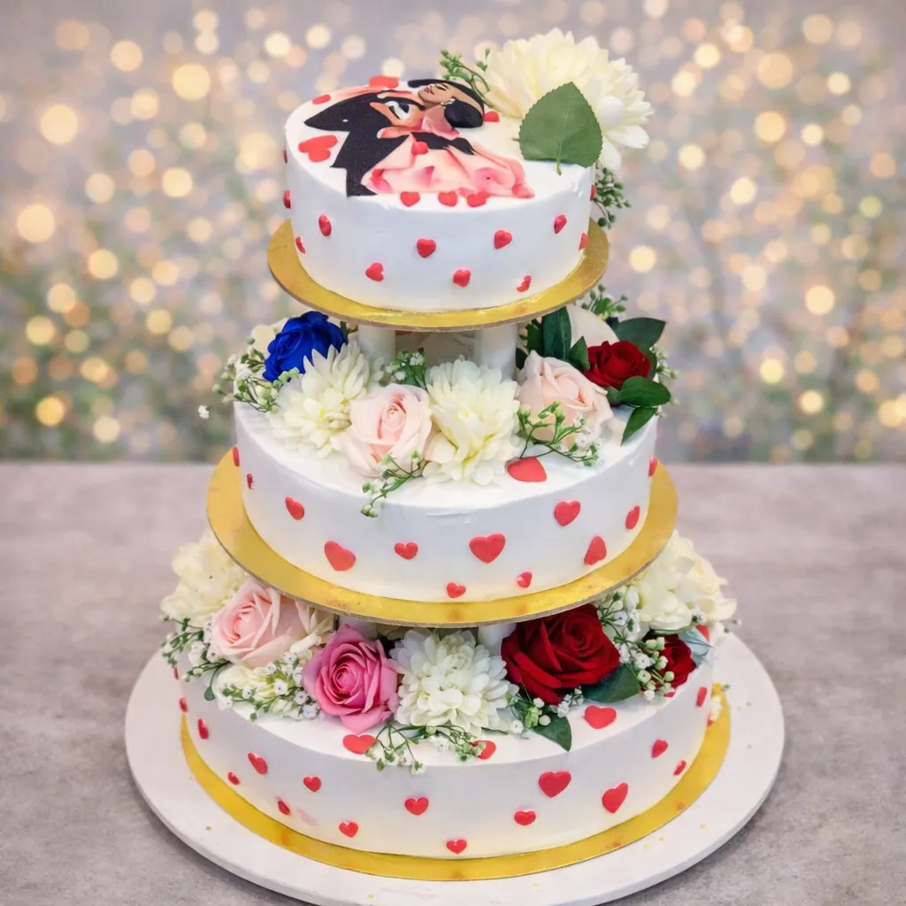 Heart & Blossom Grandeur Cake