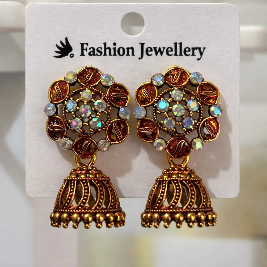Heritage Halo Crystal Jhumka Earrings product image