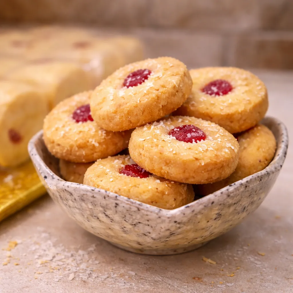 Coconut Jam Biscuits