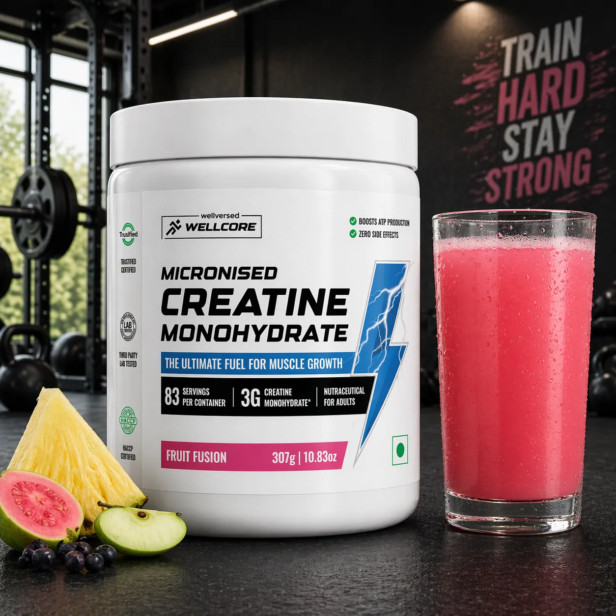 Wellcore Micronised Creatine Monohydrate | 83 Servings|Wellcore fruit fusion Flavour Creatine.